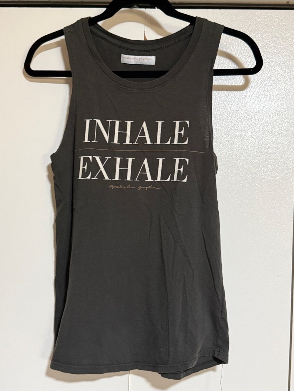 Spiritual Gangster Inhale Exhale Sleeveless Graphic Tank Top - Black - Picture 2 of 5